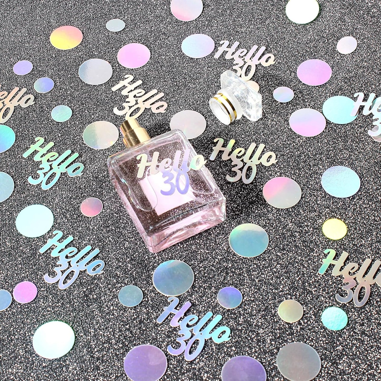 Hello 30 Birthday Confetti for Tables Iridescent Circle Dots Happy 30th Birthday Party Decorations for Her Women Thirty Years Old Birthday Table Scatters Confetti Decor Supplies 300PC