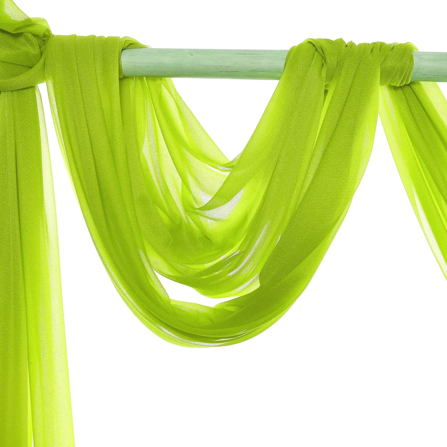 VDS Pack of 1 Panel (30 Inch X 100 Feet) Wedding Arch Draping Fabric Sheer Chiffon Fabric Drapery for Wedding Ceremony Reception Swag Backdrop Canopy Chuppah ARBO Altars Decoration (Parrot Green)