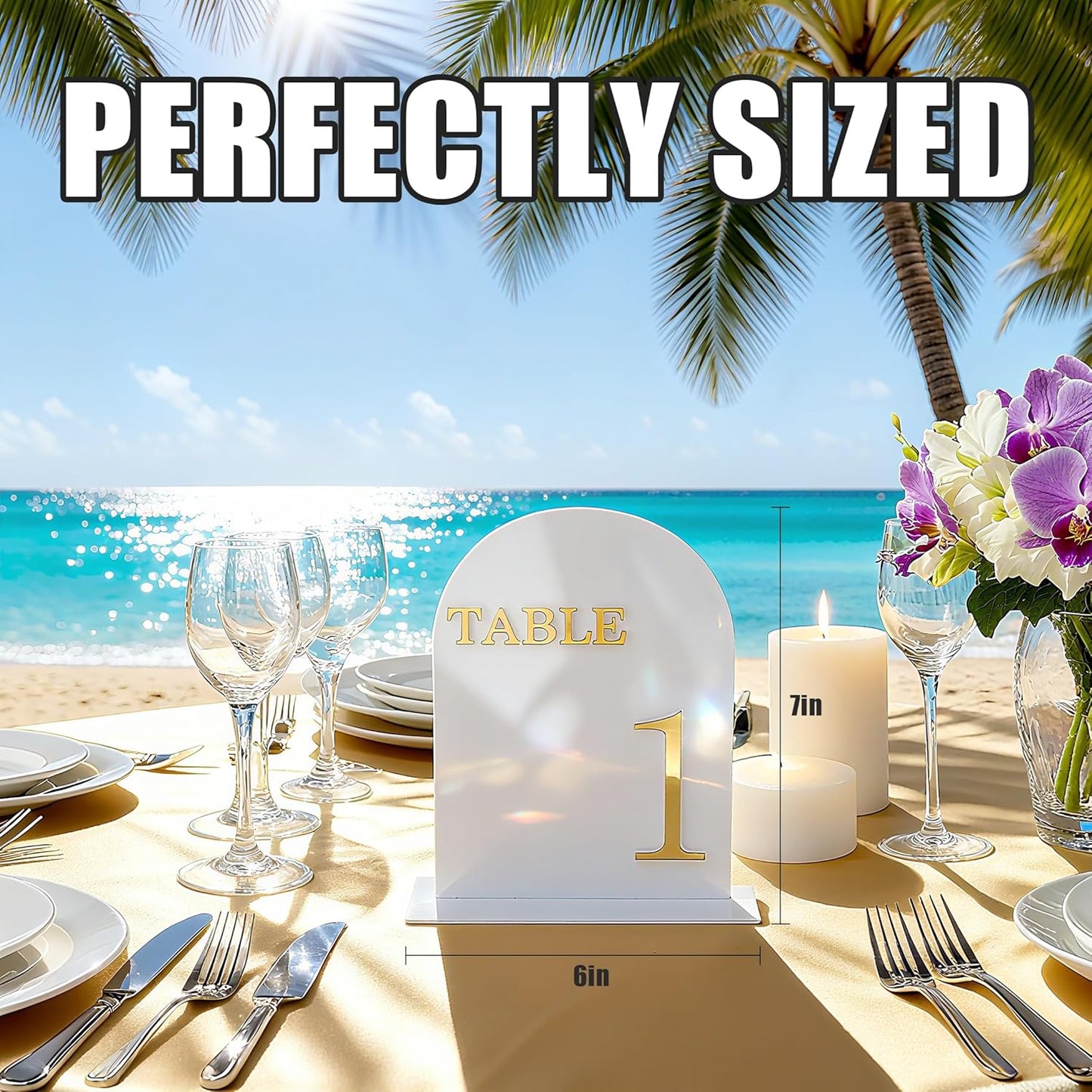 Arch Wedding Table Numbers 1-15 with Stands, 5" X 7" Double Sided Acrylic Wedding Sign Holders, Durable Non-Fading Table Number for Wedding Reception, Events, and Centerpieces