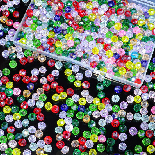 460Pcs Colors Random 8mm Crystal Glass Beads for Jewelry Making Beads for Bracelets Necklace Pendants Making Supplies(Mixed Colors)