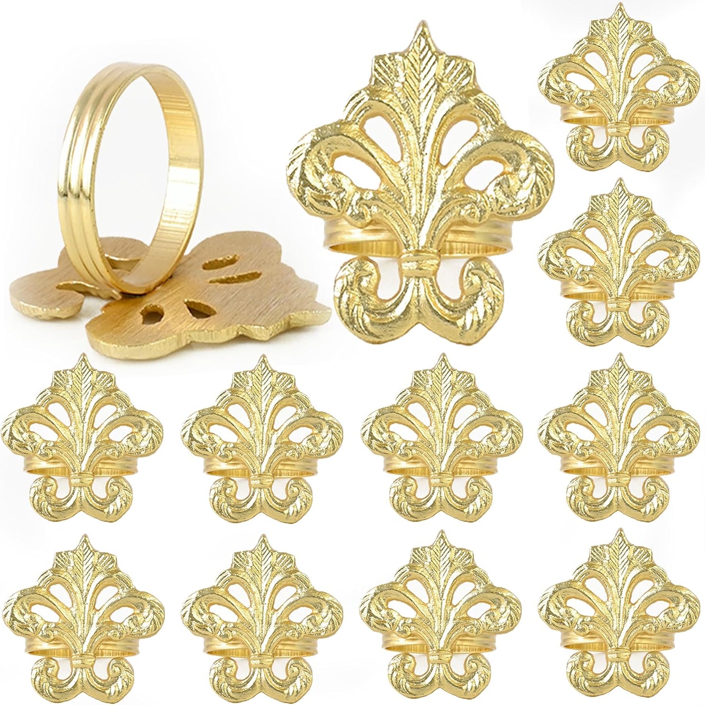 12-Pack Gold Napkin Rings - Shiny Metal Napkin Rings - Premium Lightweight Metal Napkin Holders for Elegant Dining, Weddings, Parties & Everyday Décor - ALPHA Living HOME