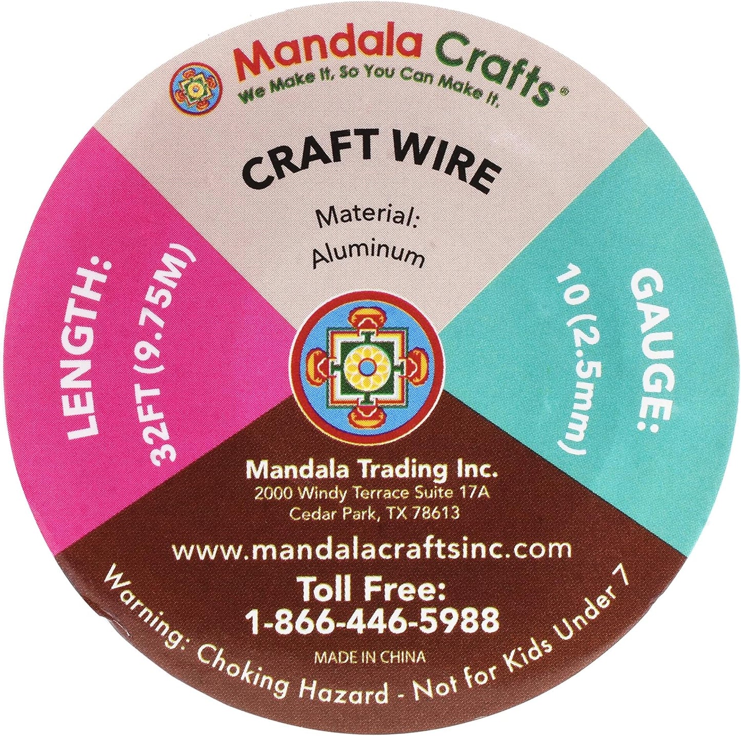 Mandala Crafts 10 Gauge Anodized Aluminum Craft Wire for Jewelry Making - 32 FT Colored Flexible Pink Wire - Bendable for Bonsai Armature Crafting Sculpting