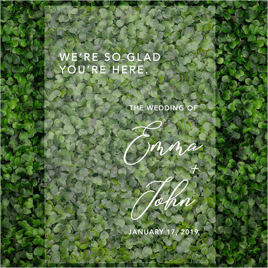 Andaz Press Custom Large Wedding Acrylic Sign, 16 X 24 Inches, So Glad You'Re Here, Personalized Sign, Welcome Sign For Modern Wedding Theme Wedding Welcome Sign