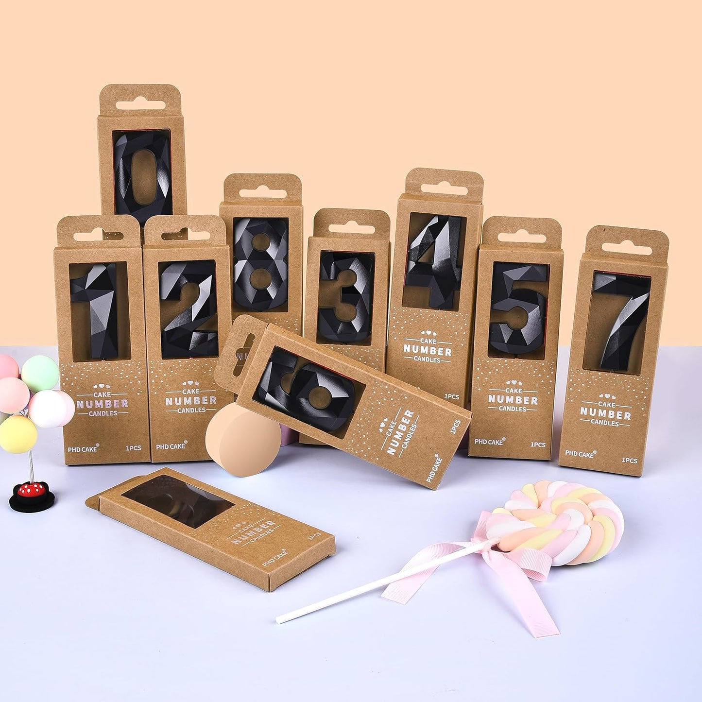 PHD CAKE 2.76 Inch Crystal Black 9 Number Birthday Candles, Black Number Candles, Cake Number Candles, Party Celebration