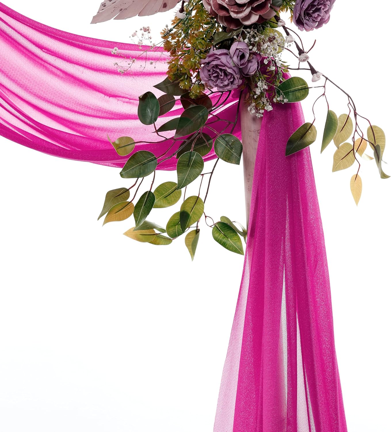 VDS Pack of 1 Panel (30 Inch X 50 Feet) Wedding Arch Draping Fabric Sheer Chiffon Fabric Drapery for Wedding Ceremony Reception Swag Backdrop Canopy Chuppah ARBO Altars Decoration (Magenta)