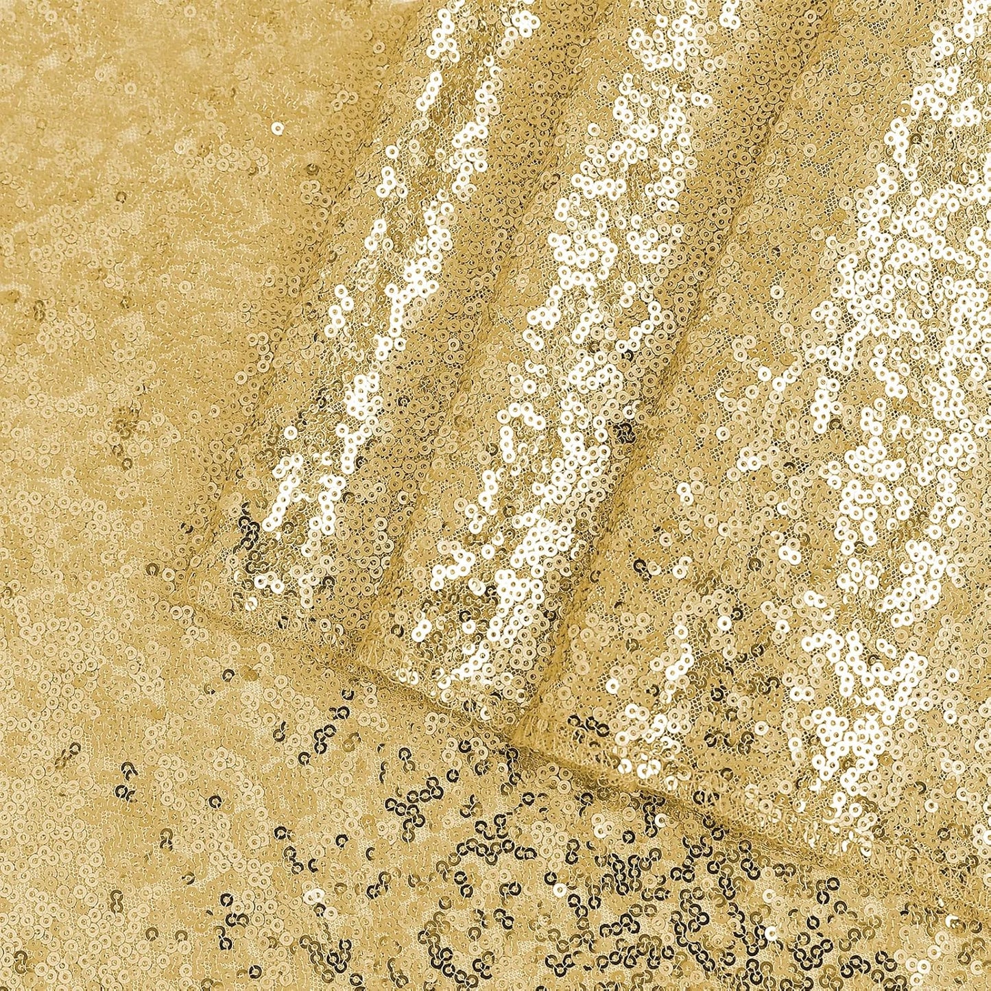 Gold Sequin Square Tablecloth - 50x50 inch, Luxurious Sparkle & Glitter Party Table Cloth, Wedding & Event Decoration