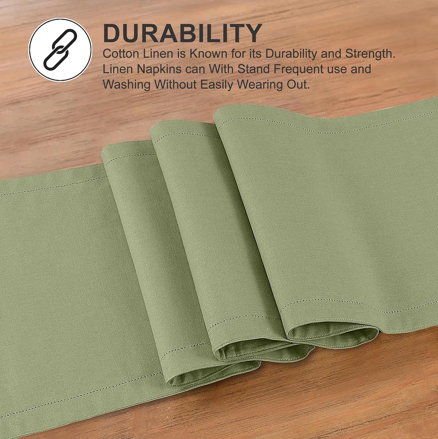 Ruvanti Linen Table Runner 72 Inches, Classic Hemstitch, Washable, Reusable, Non-Slipping, Stain Resistant- Perfect for Parties, Weddings, Dinners, Thanksgiving, Christmas, Indoor use – Olive