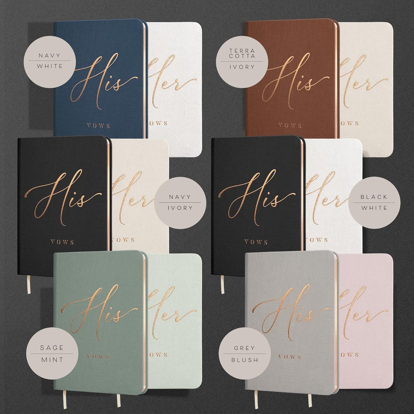 Vow Books His and Hers - Linen Wedding Vow Books Perfect as Bride & Groom Gifts, Wedding Registry Ideas - His & Hers Gifts Wedding Vow Book - Wedding Essentials & Accessories [Ivory & Terracotta]
