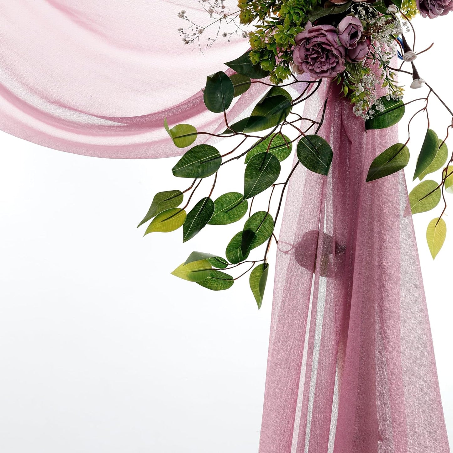 VDS Pack of 2 Panel (30 Inch X 100 Feet) Wedding Arch Draping Fabric Sheer Chiffon Fabric Drapery for Wedding Ceremony Reception Swag Backdrop Canopy Chuppah ARBO Altars Decoration (Mauva)