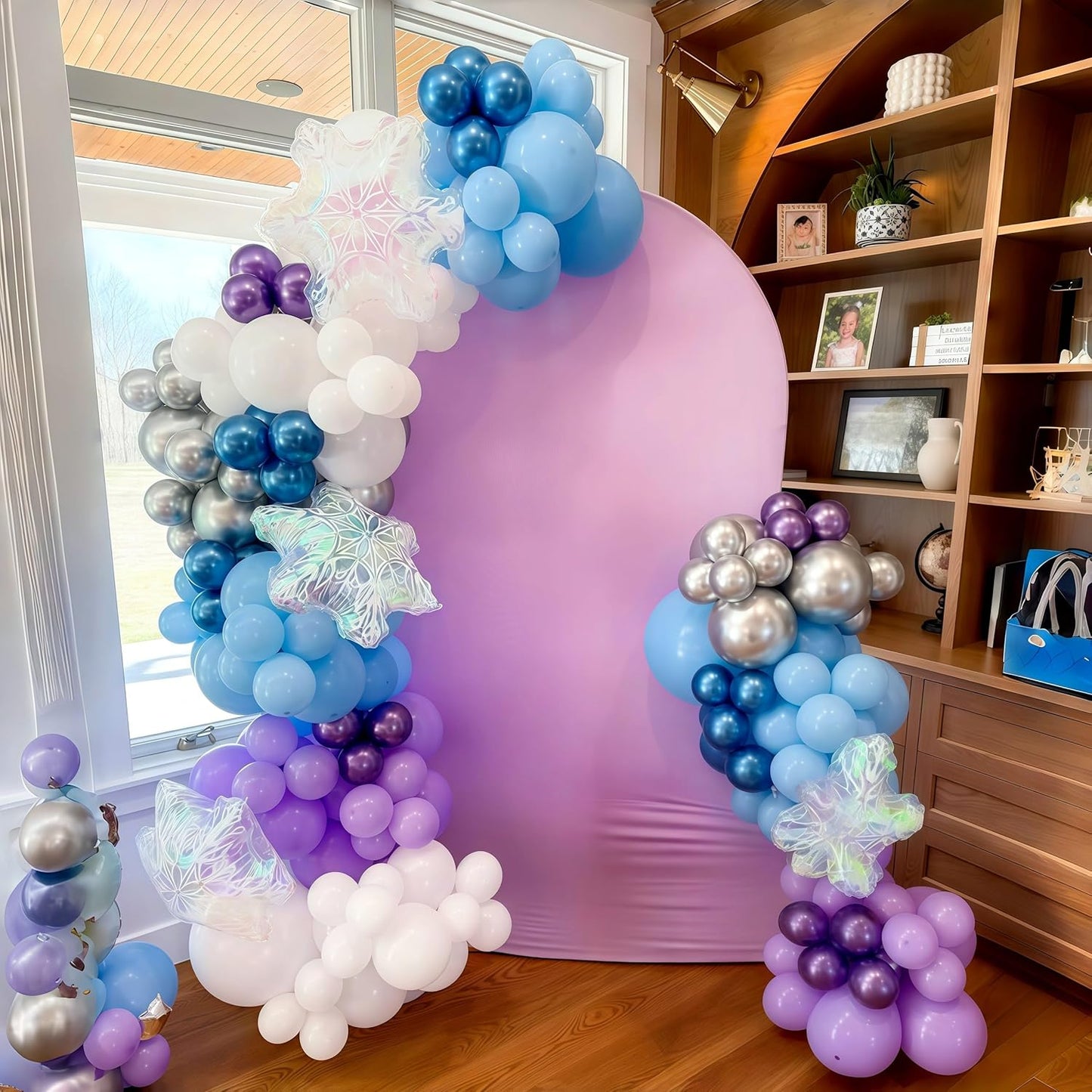 Snowflake Balloons, Pastel Blue Metallic Purple Silver Balloon with Snowflake Latex Balloons Birthday Party Decorations for Girls Birthday Baby Shower Winter Wonderland Christmas Party Supplies