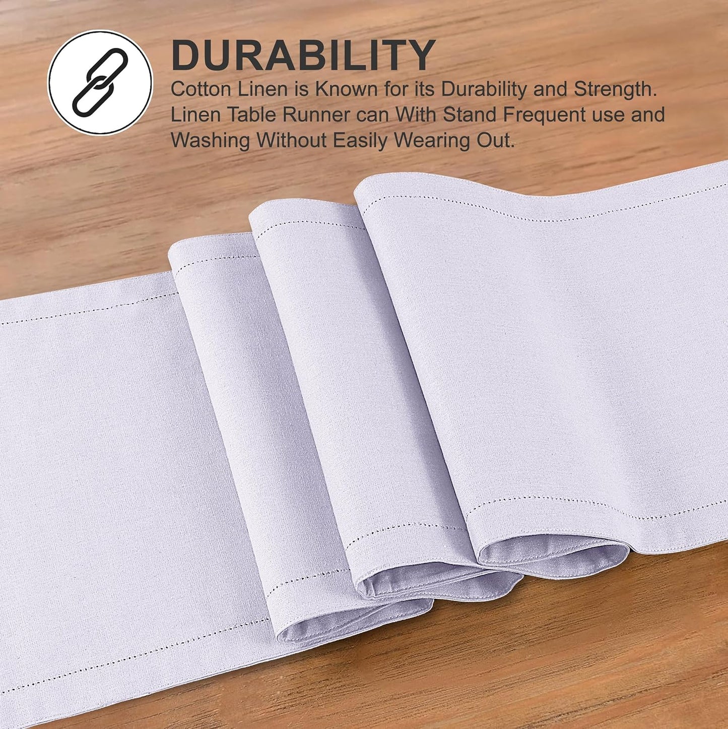 Ruvanti Linen Table Runner 36 Inches, Classic Hemstitch, Washable, Reusable, Non-Slipping, Stain Resistant- Perfect for Parties, Weddings, Dinners, Thanksgiving, Christmas, Indoor use – Lavender Grey