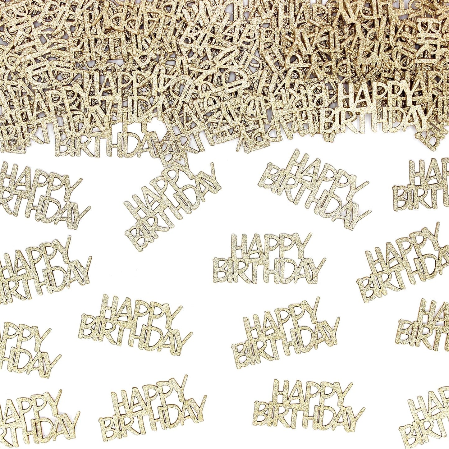 Champagne-Gold Happy Birthday Confetti for Tables Light Gold Glitter Birthday Party Table Scatters for Adult/Kids Birthday Anniversary DIY Crafts Party Supplies 100PC