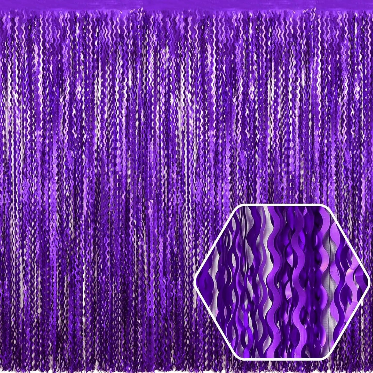 4 Pack Purple Wave Foil Fringe Curtain Backdrop, 3.28Ft x 8.2Ft Metallic Tinsel Foil Fringe Streamer Curtains for Photo Booth, Mother's Day, Easter, Birthday, Wedding Party Decoration