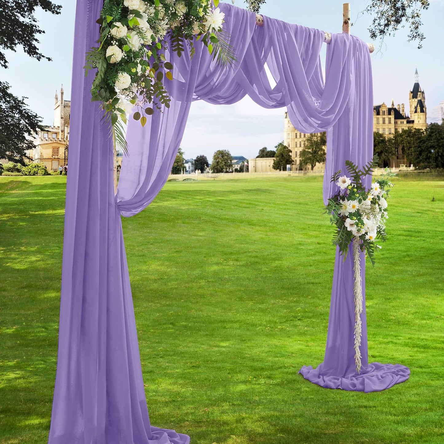 VACVELT Wedding Arch Draping Fabric, Lilac Chiffon, 1 Panel Sheer Drapes, 30 Inch x 20ft Chiffon Backdrop Curtain, Outdoor Sheer Drapery for Ceremony Party Ceiling