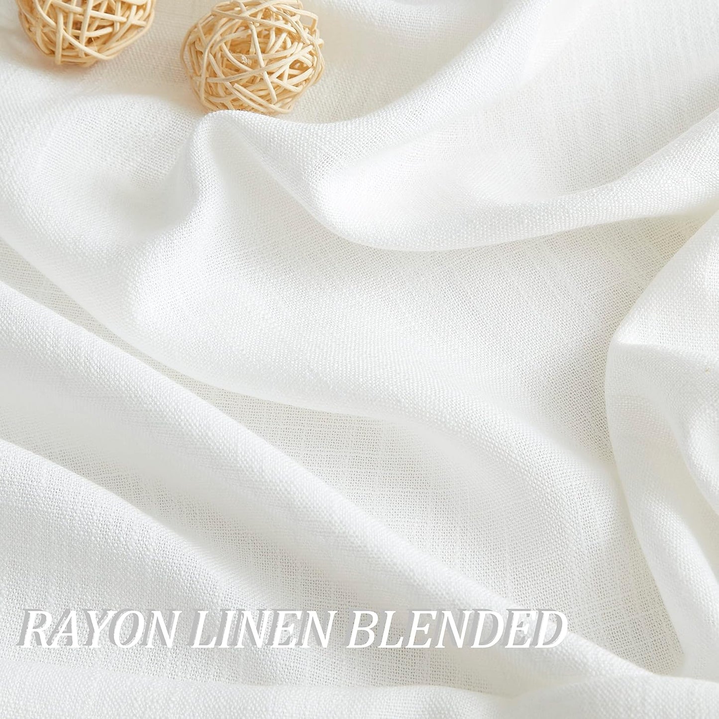 Vision Home White Pinch Pleated Semi Sheer Curtains Textured Light Filtering Window Curtains 102 inch for Living Room Bedroom Patio Rayon Blended Pinch Pleat Drapes with Hooks 1 Panel 80" Wx102 L