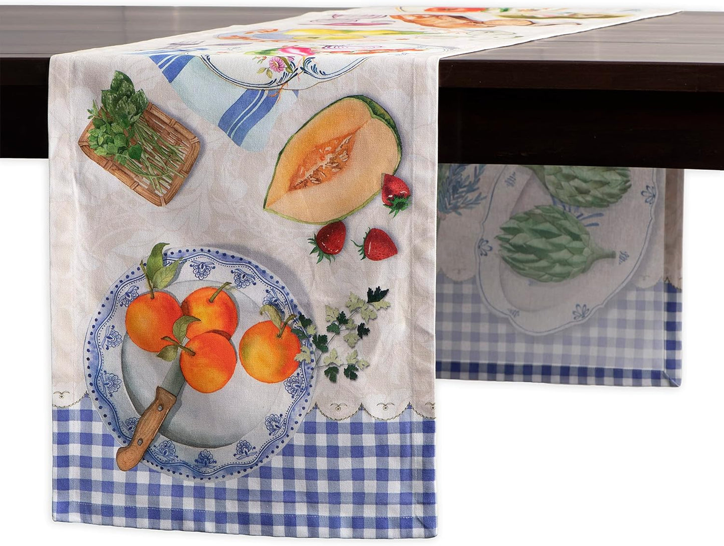 Maison d' Hermine Table Runner 100% Cotton Single Layer Table Runners 72 inches Long Decorative for Home Kitchen Dining Party Baby Shower Wedding Bridal Shower Spring Summer (Gourmand, 14.50" x 72")