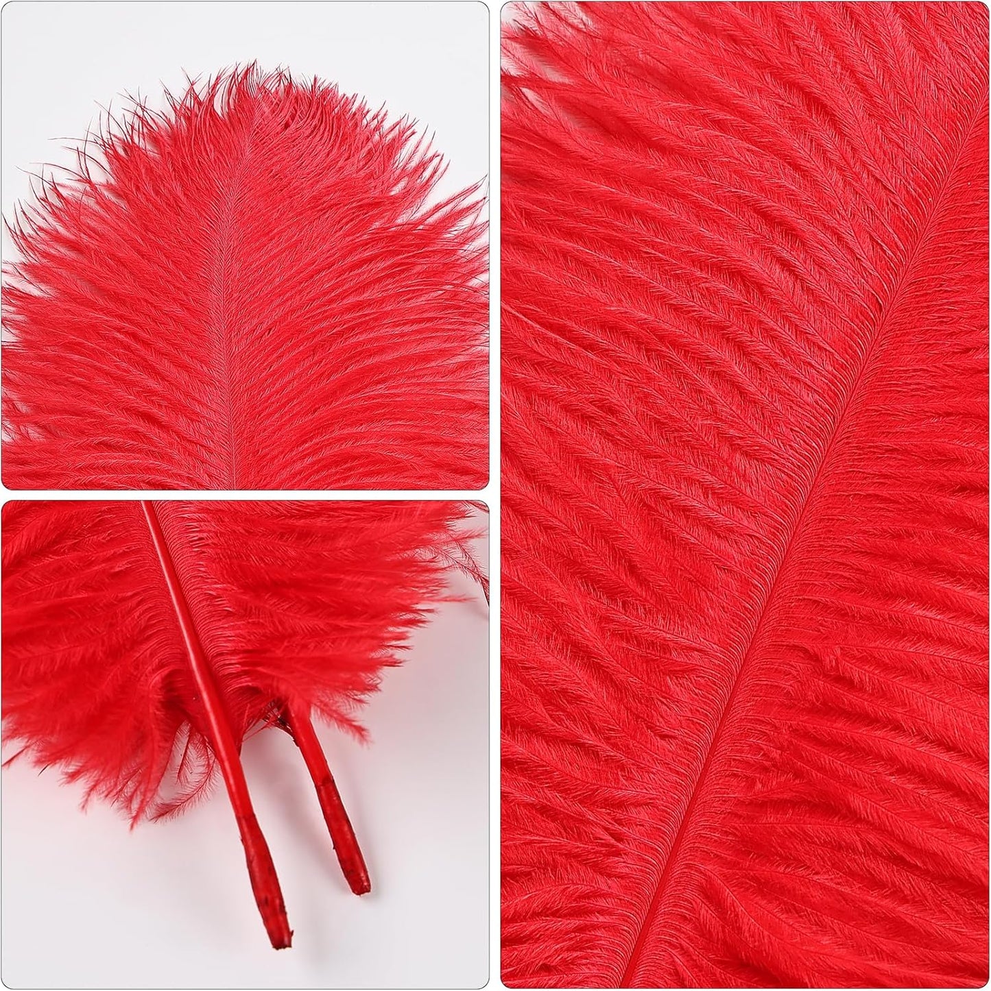 THARAHT Red Ostrich Feathers 12pcs Natural Bulk 10-12Inch 25cm-30cm for Crafts Wedding Party Centerpieces Halloween and Home Decoration Feathers