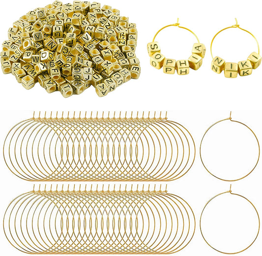 50 Sets Wine Glass Charms, Wine Charms for Stem Glasses, DIY Reusable Drink Markers for Weddings & Bachelorette with Alphabet Beads