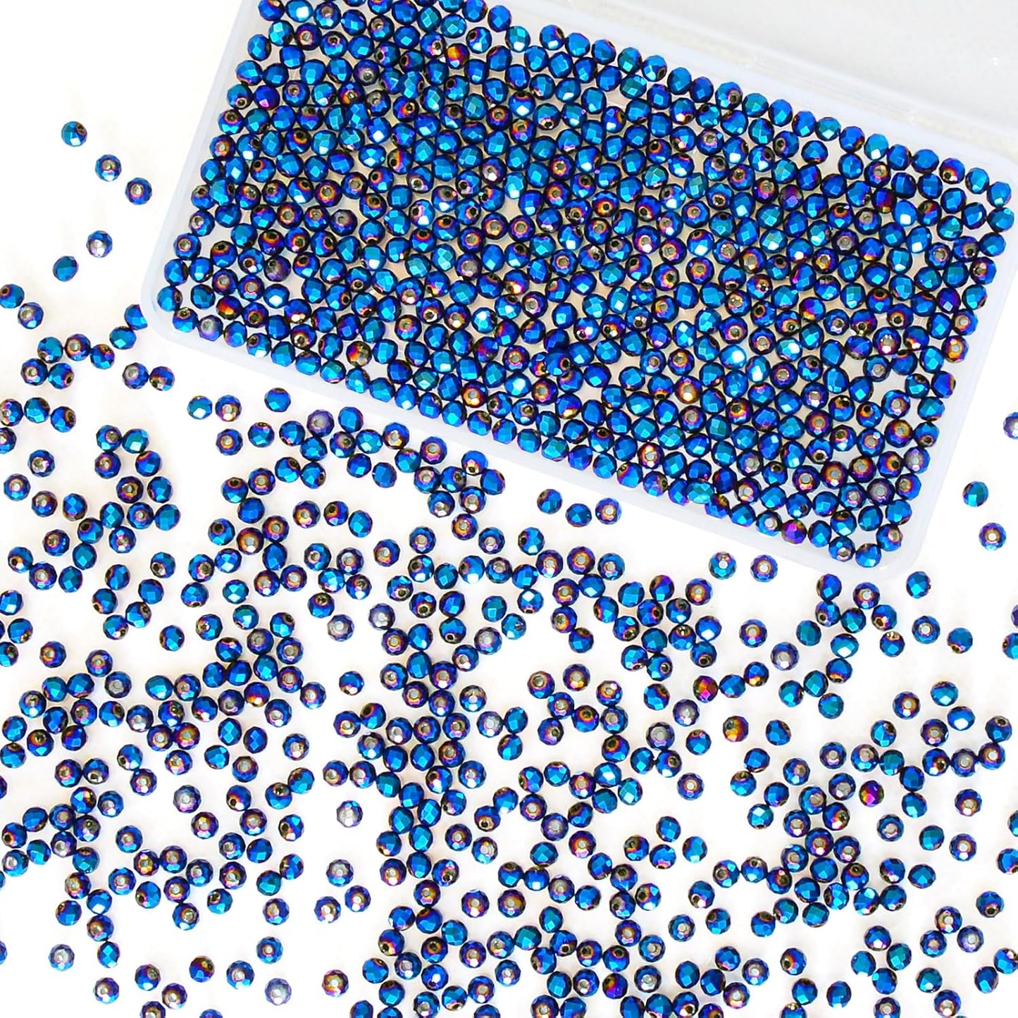 1200Pcs 4mm Crystal Glass Beads for Jewelry Making Beads for Bracelets Necklace Pendants Making Supplies(Peacock Blue)