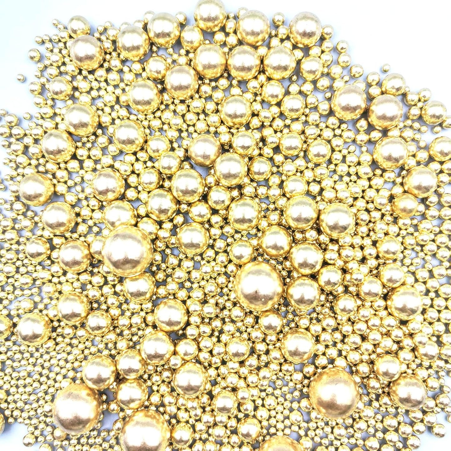 Edible Pearl Sugar Sprinkles Gold Candy Mixing Size Baking Edible Cake Decorations Cupcake Toppers Cookie Decorating Celebrations Wedding Valentines Easter Halloween Christmas Supplies 120g/ 4.23oz