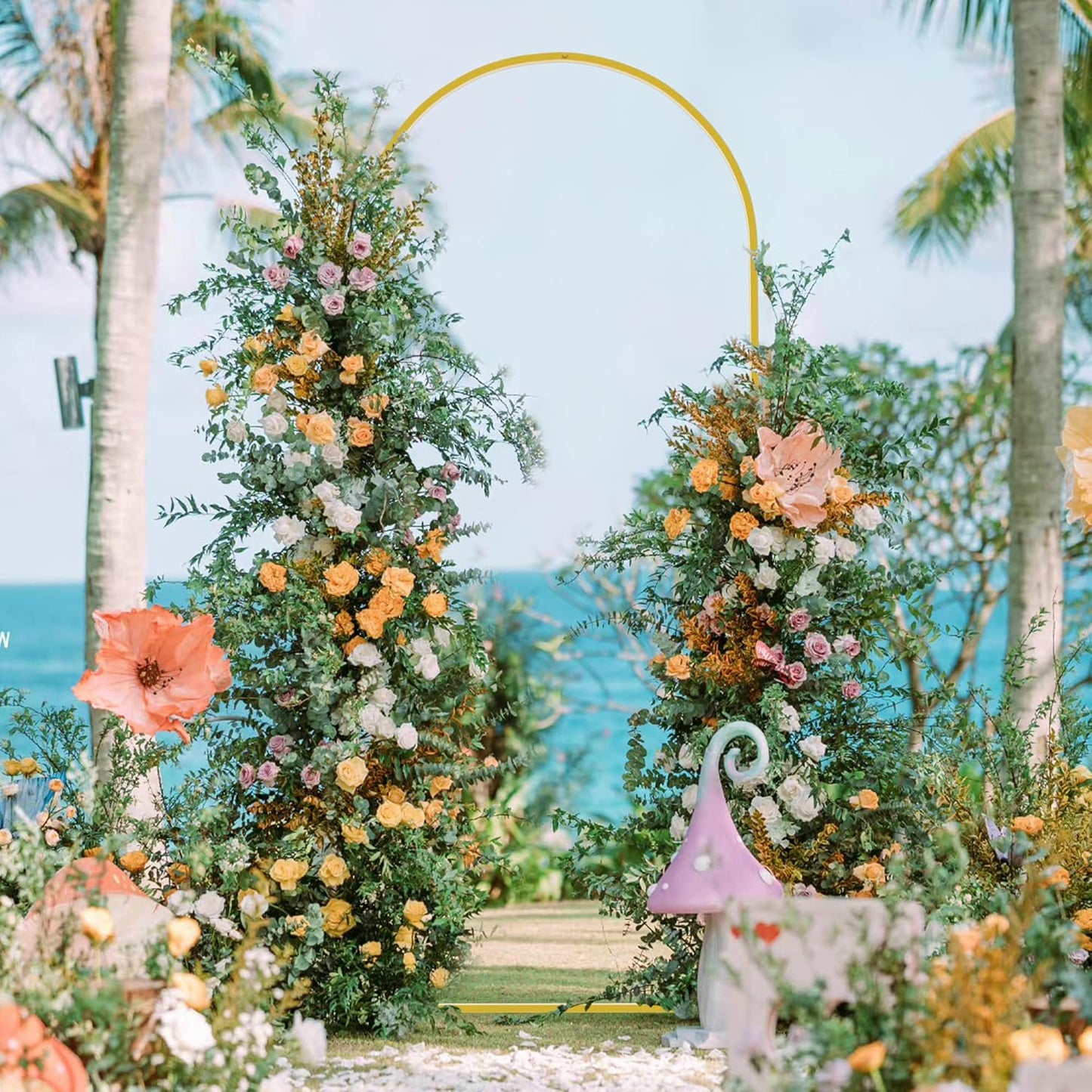 Wokceer 6 FT Wedding Arch Backdrop Stand and Arch Cover, Metal Backdrop Stand with Cover for Birthday Party Wedding Ceremony Bridal Baby Shower Event Decor