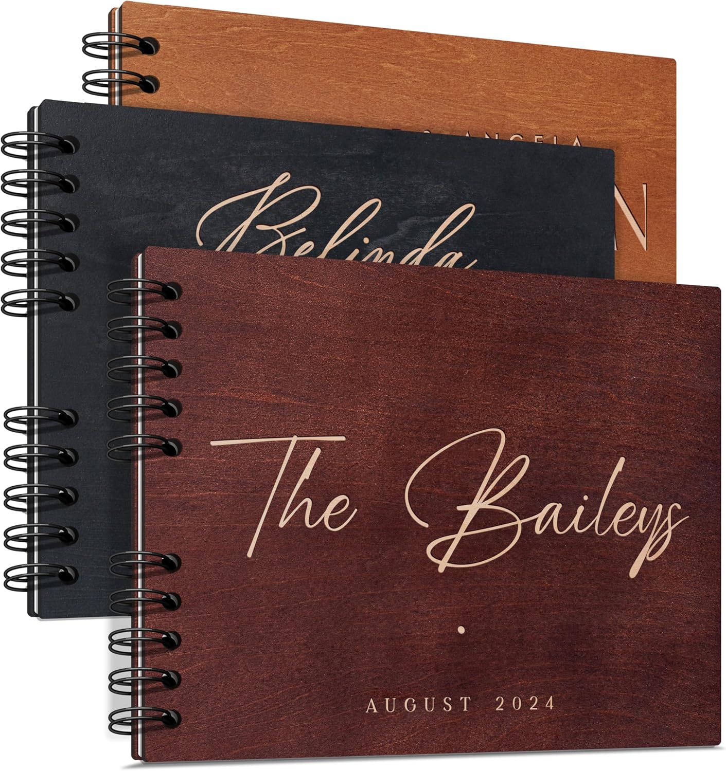 Personalized Wood Wedding Guest Book - 5 Colors/Finishings, 2 Sizes, 12 Designs - Wood Wedding Decorations, Guest Book Signs for Wedding Reception (DESIGN 11)