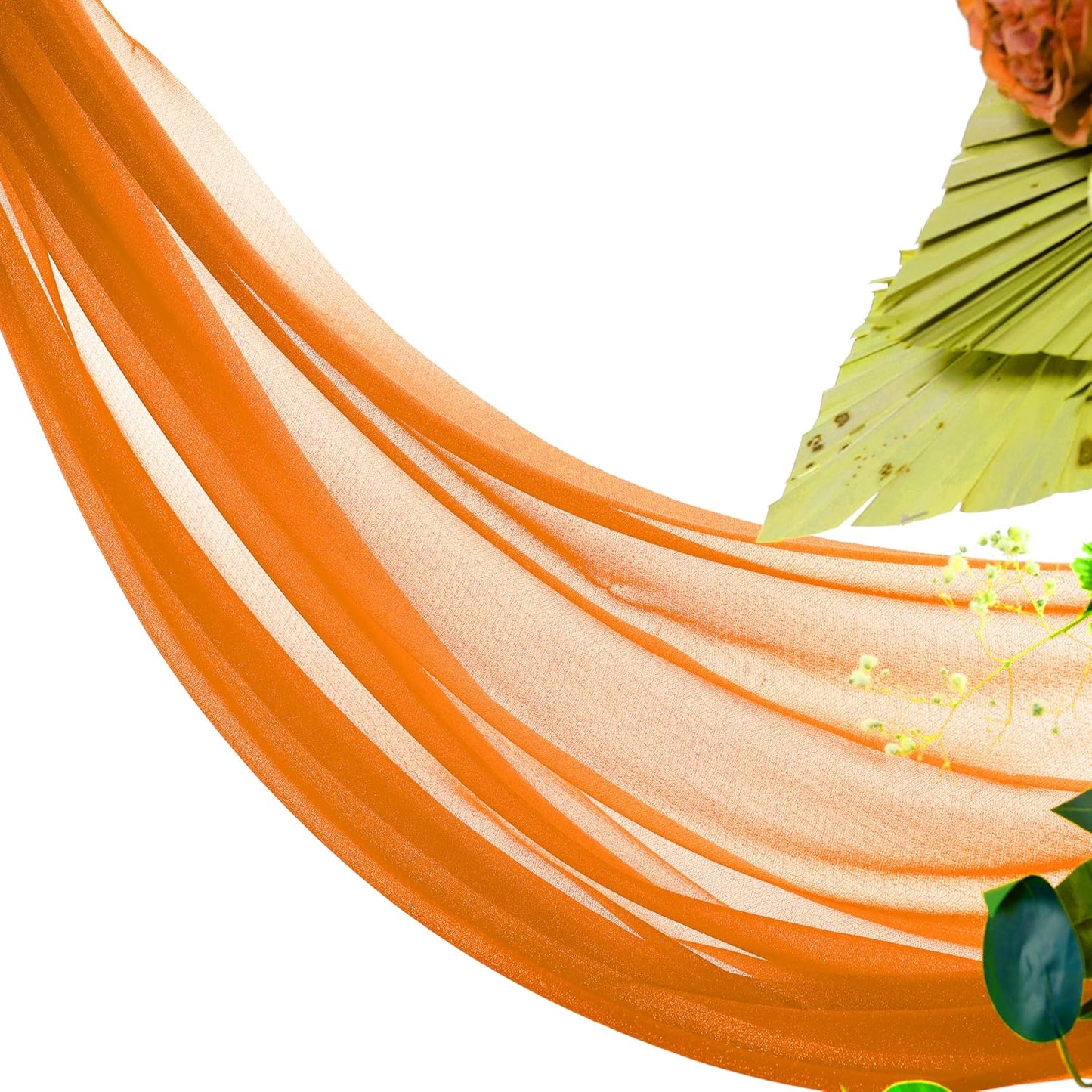 VDS Pack of 2 Panel (30 Inch X 20 Feet) Wedding Arch Draping Fabric Sheer Chiffon Fabric Drapery for Wedding Ceremony Reception Swag Backdrop Canopy Chuppah ARBO Altars Decoration (Orange)
