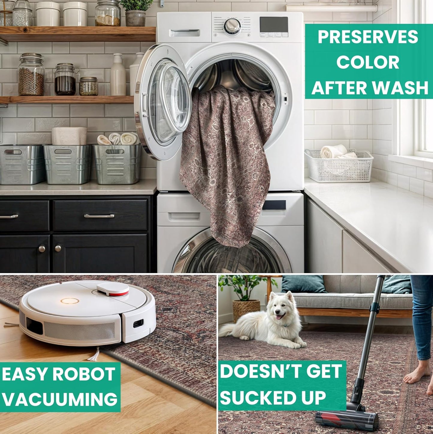 Bloom Rugs Washable Non-Slip 12 ft Runner - Beige Traditional Bordered Runner for Entryway, Hallway, Bathroom, and Kitchen - Exact Size: 2.5' x 12'