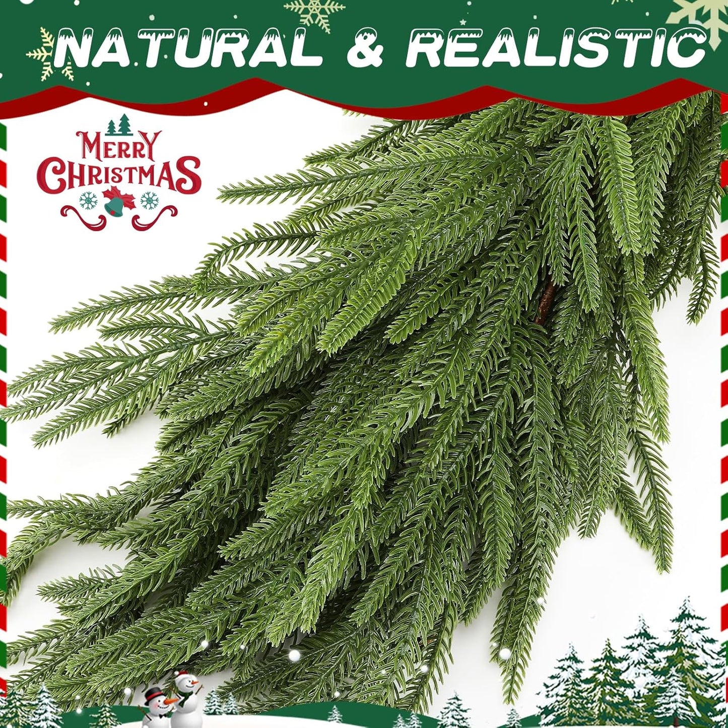 9ft Christmas Norfolk Pine Garland - Real Touch Artificial Greenery Cedar Garland for Xmas Fireplace Mantle Table Window Home Holiday Decoration