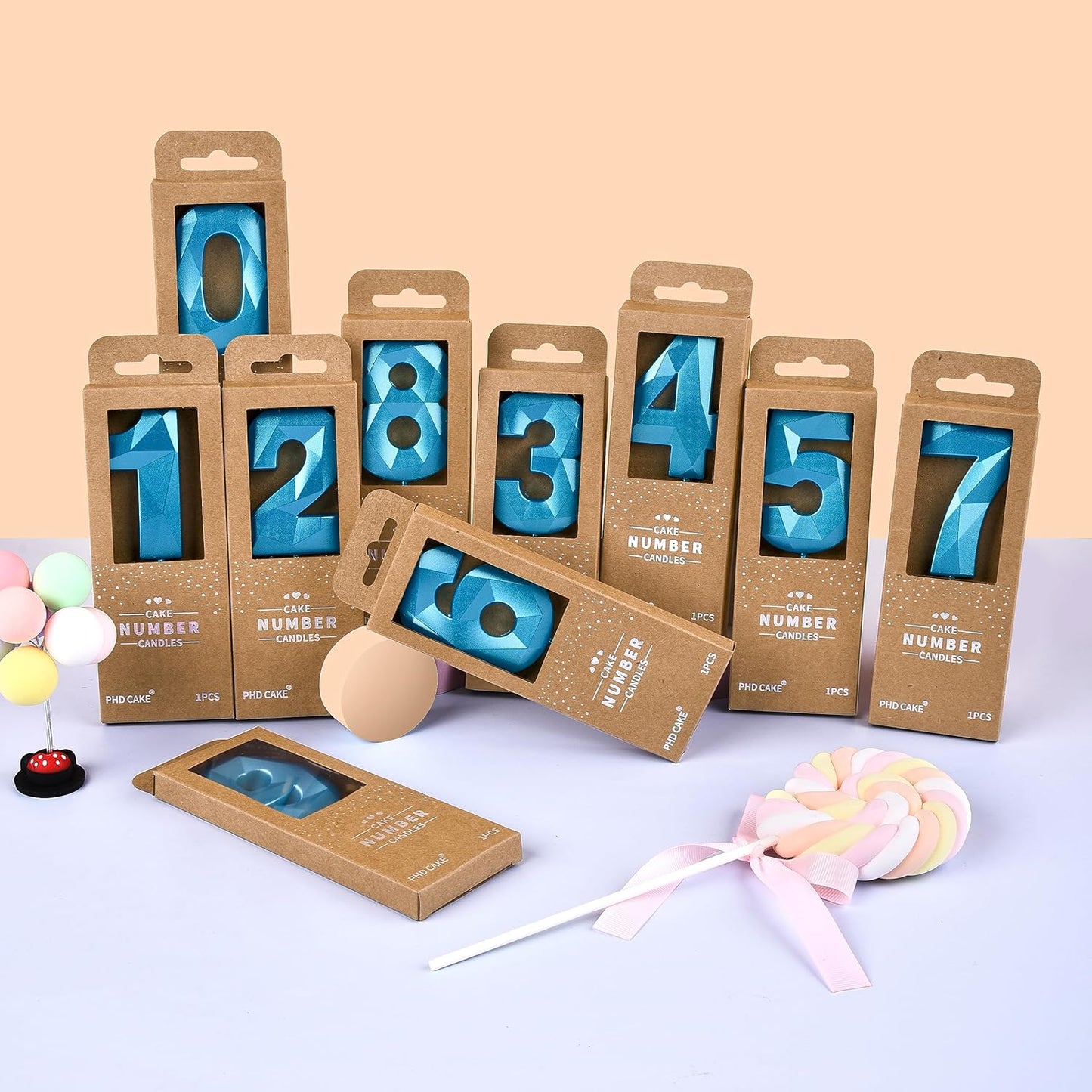 PHD CAKE 2.76 Inch Crystal Blue 7 Number Birthday Candles, Blue Number Candles, Cake Number Candles, Party Celebration