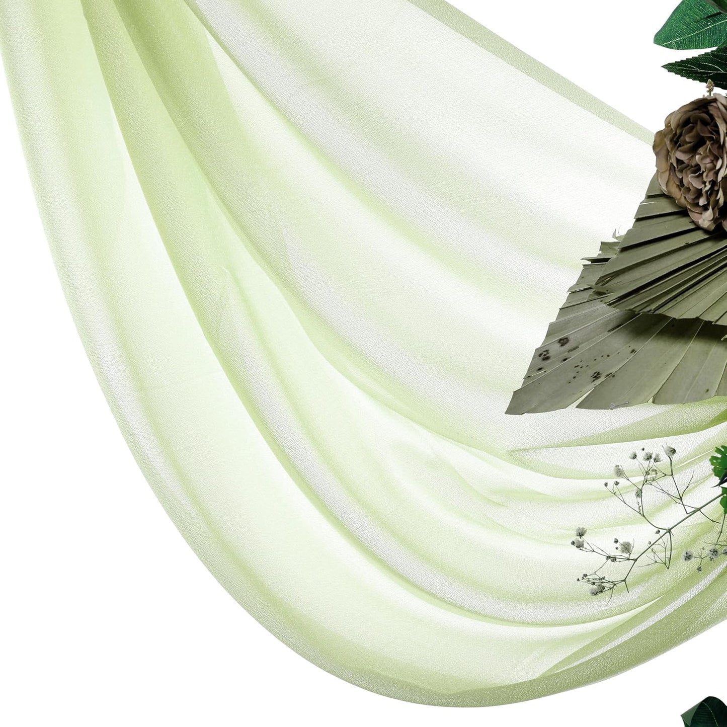 VDS Pack of 1 Panel (30 Inch X 30 Feet) Wedding Arch Draping Fabric Sheer Chiffon Fabric Drapery for Wedding Ceremony Reception Swag Backdrop Canopy Chuppah ARBO Altars Decoration (Sage Green)