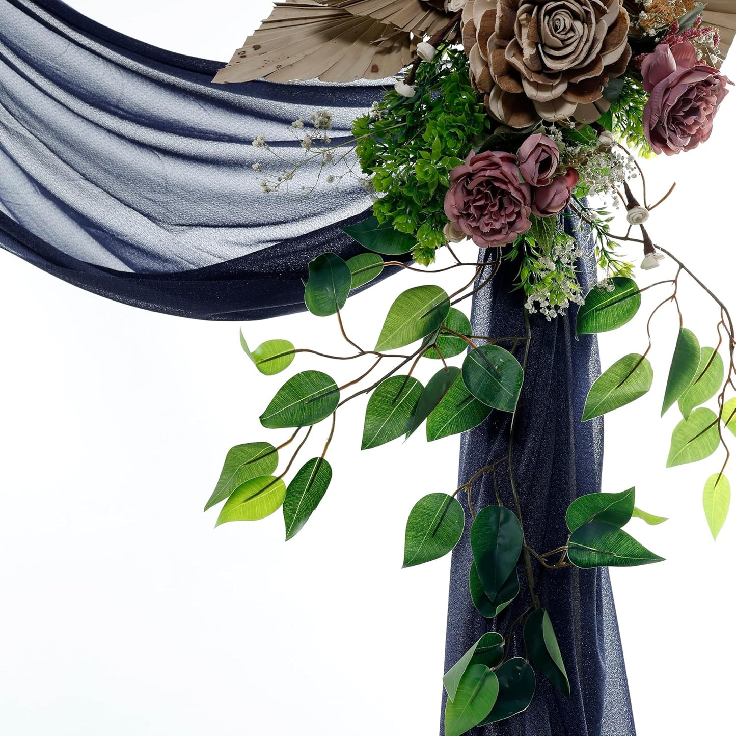 VDS Pack of 1 Panel (30 Inch X 100 Feet) Wedding Arch Draping Fabric Sheer Chiffon Fabric Drapery for Wedding Ceremony Reception Swag Backdrop Canopy Chuppah ARBO Altars Decoration (Navy Blue)