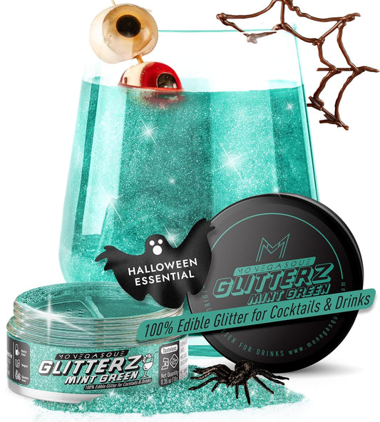 MONÉGASQUE Mint Green Edible Glitter for Drinks 10g – Edible Glitter for Cakes & Cocktails – Green Food Coloring Spray for Cake Decorations – Halloween Cocktail Drink Shimmer Powder – Cake Sprinkles