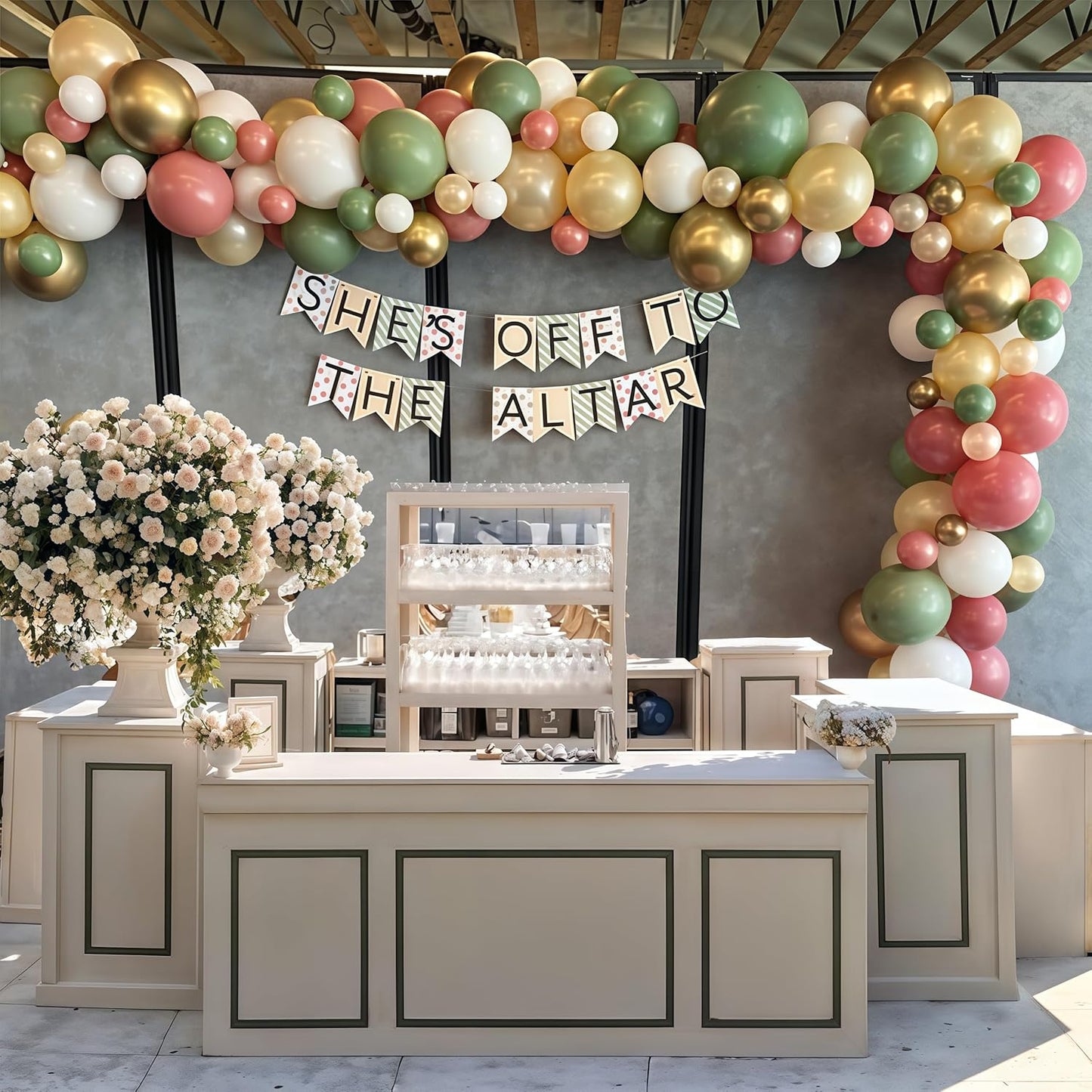 Pink and Green Balloon Arch Kit 127Pcs Sage Green Dusty Pink Gold Balloons Garland Boho Retro Blush Champagne Birthday Party Balloons for Girls Jungle Safari Woodland Baby Shower Wedding Decorations