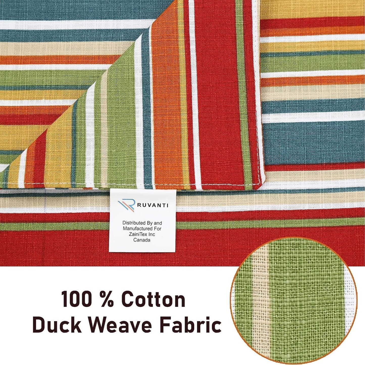 Ruvanti 100% Cotton Table Runner 60 Inches Long, Non-Slip, Stain Resistant, Washable & Reusable Table Runners Perfect for Wedding, Parties, Christmas, Holiday, in-Door use - Multi Stripe