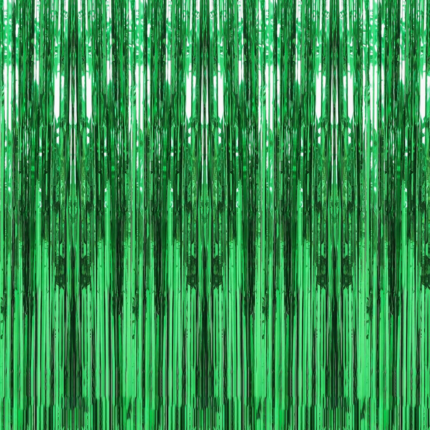 Crosize 7 Pack 3.3 x 9.9 ft Green Foil Fringe Curtains Party Decorations, Red Tinsel Curtain Backdrop for Parties, Door Streamers, Glitter Streamer Backdrop for Birthday Decoration