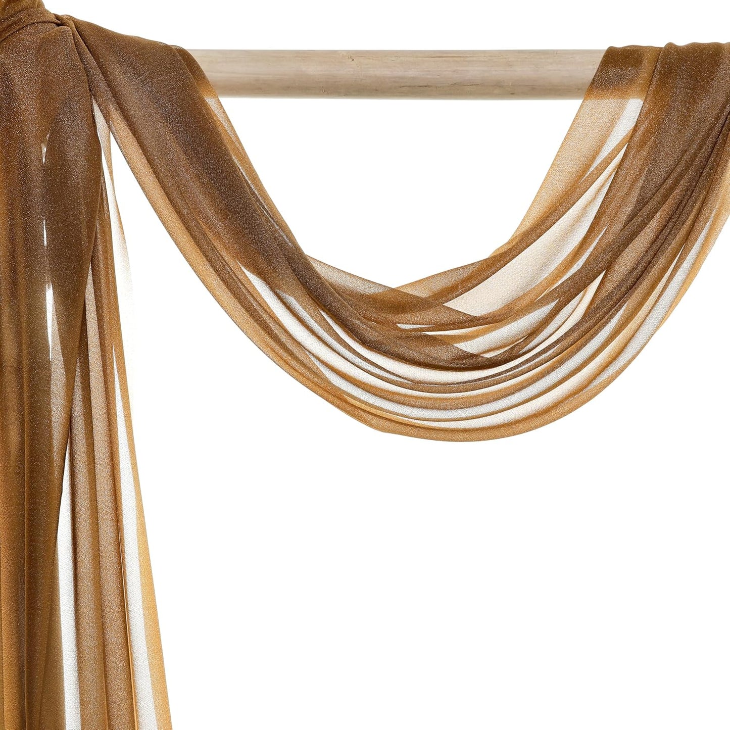 VDS Pack of 2 Panel (30 Inch X 40 Feet) Wedding Arch Draping Fabric Sheer Chiffon Fabric Drapery for Wedding Ceremony Reception Swag Backdrop Canopy Chuppah ARBO Altars Decoration (Mocha)