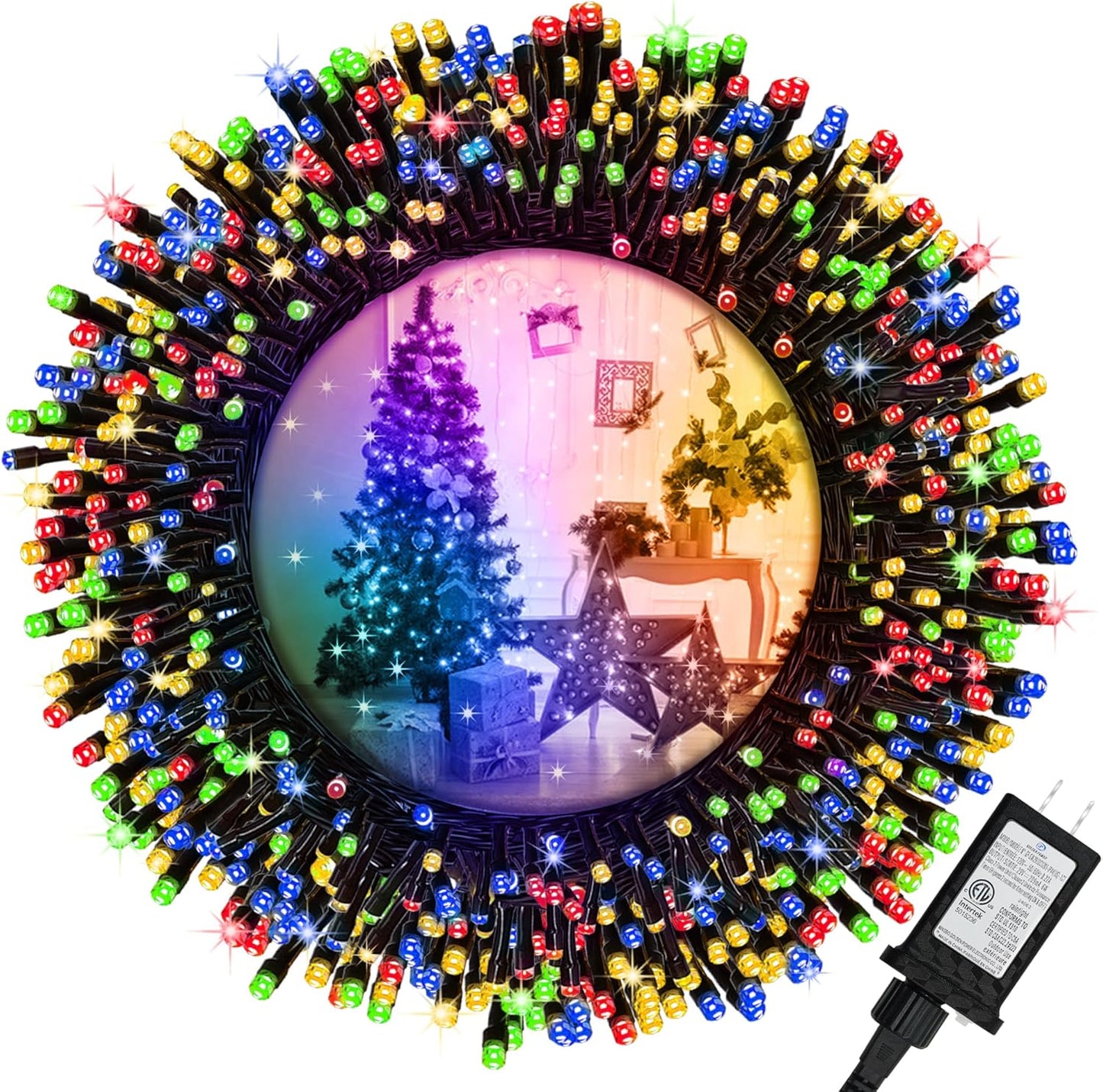 100 LED Christmas String Lights, 39FT Indoor Lights Plug-in with 8 Modes & Timer & Memory Function, Waterproof Christmas Lights Outdoor for Holiday Party Christmas Tree Decor