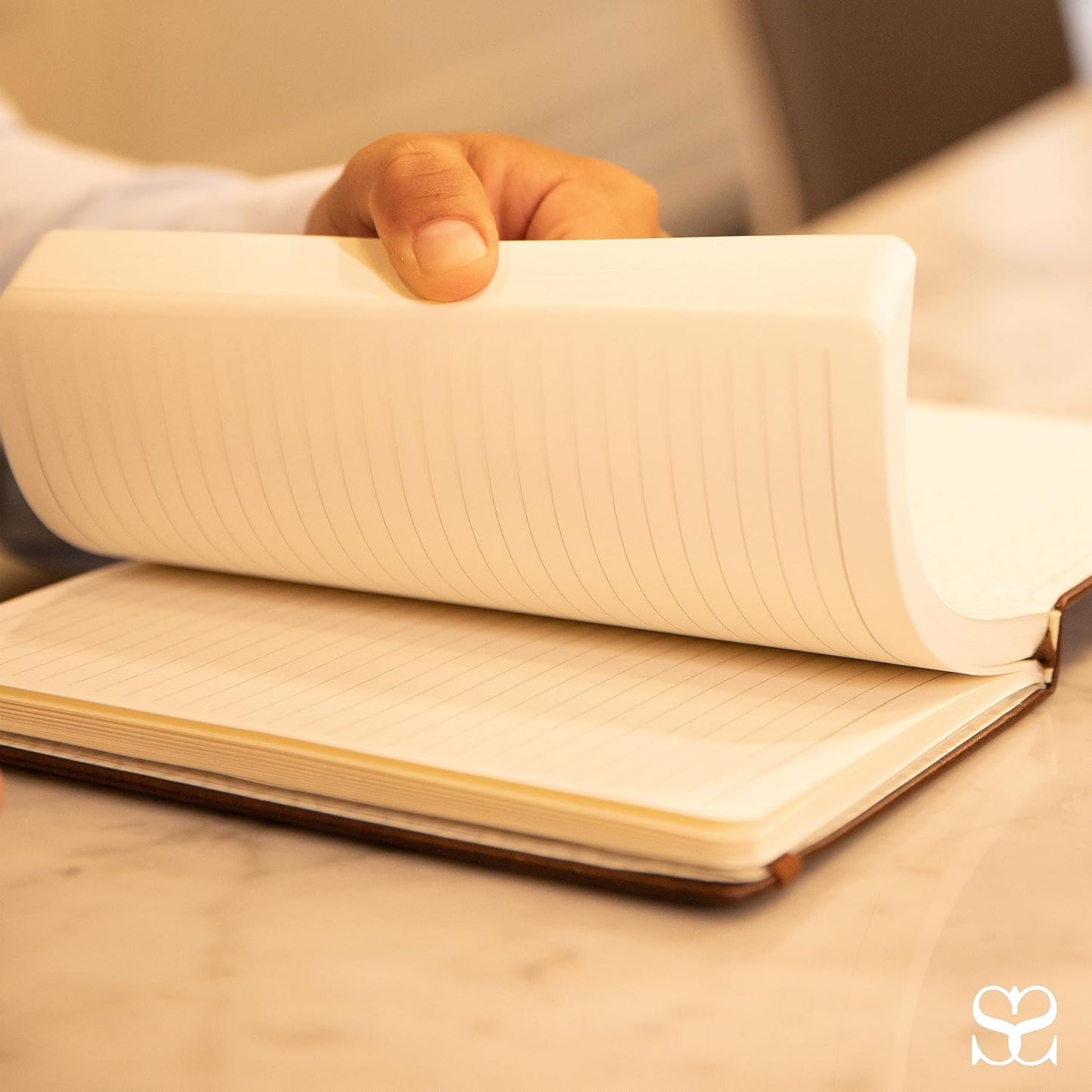 SETTINI Journal Notebook for Writing, Vegan Leather Hardcover Notebook - Pen loop, Back Pockets & Lay-Flat design, 120 GSM A5 College ruled Bleed free Paper, Gift Set for Men and Women, Saphire Blue - Birthday Gift