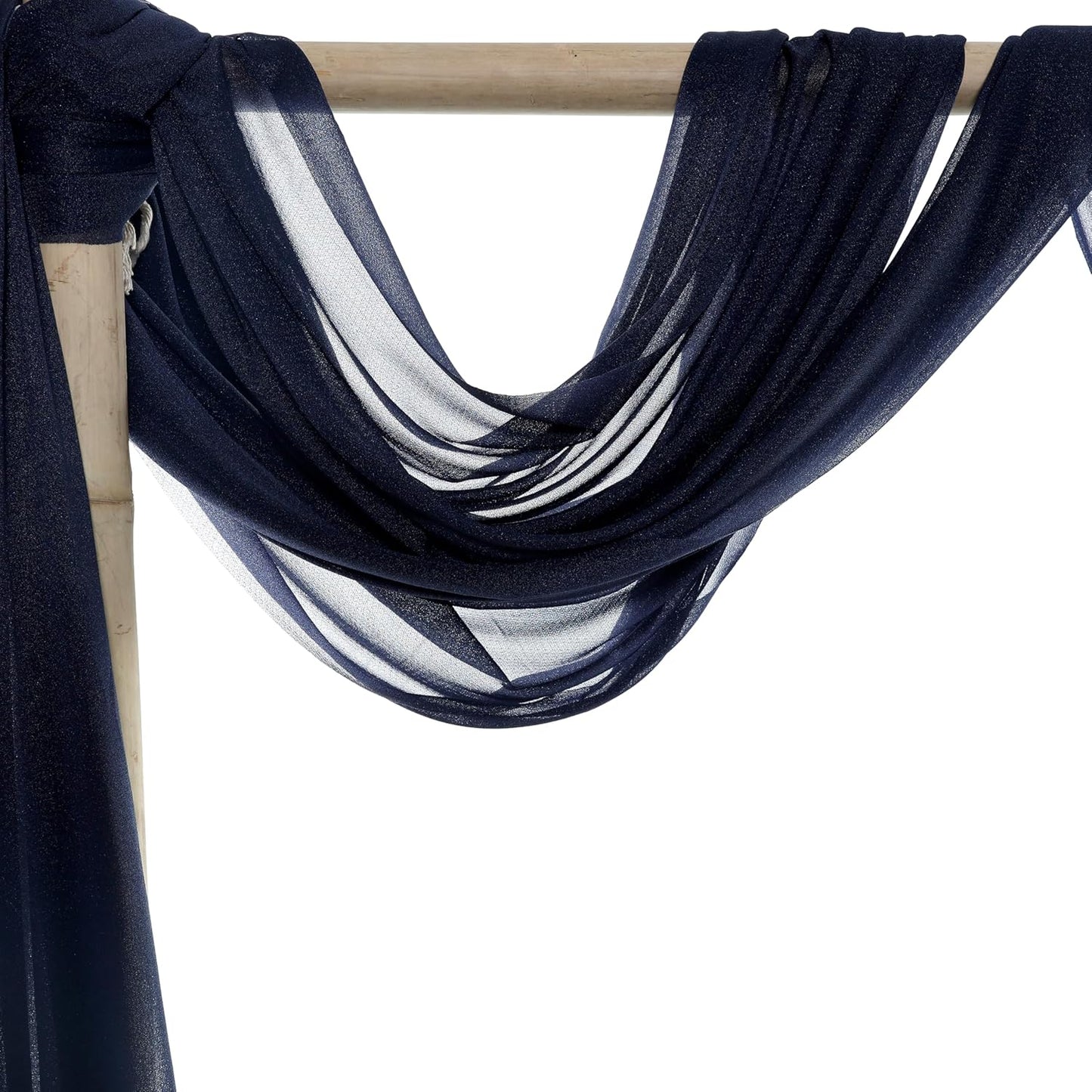 VDS Pack of 1 Panel (30 Inch X 50 Feet) Wedding Arch Draping Fabric Sheer Chiffon Fabric Drapery for Wedding Ceremony Reception Swag Backdrop Canopy Chuppah ARBO Altars Decoration (Navy Blue)