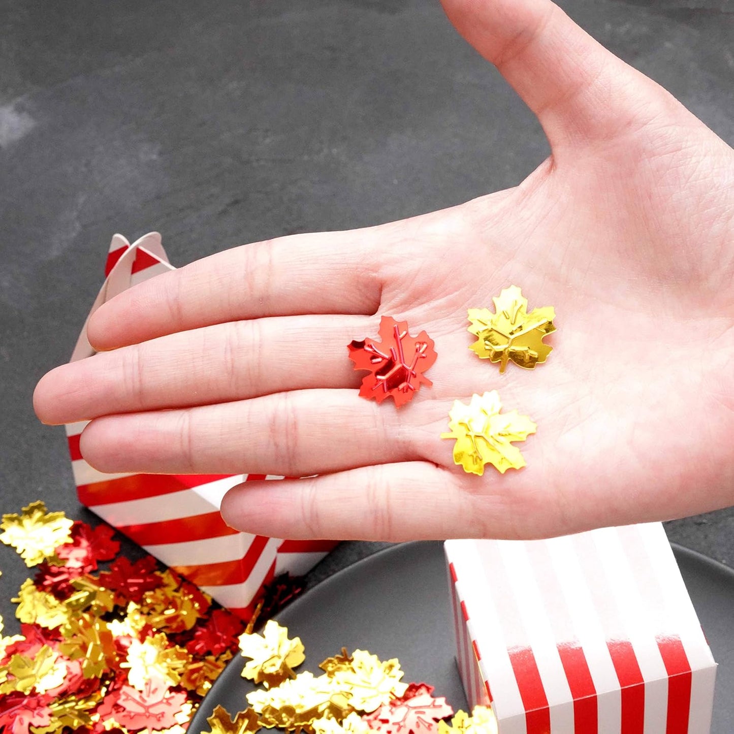 Fall Party Table Scatter Confetti - Thanksgiving Day Maple Leaves Autumn Party Foil Metallic Sequins Confetti Carnival Party Sprinkles Confetti Decorations, 60g