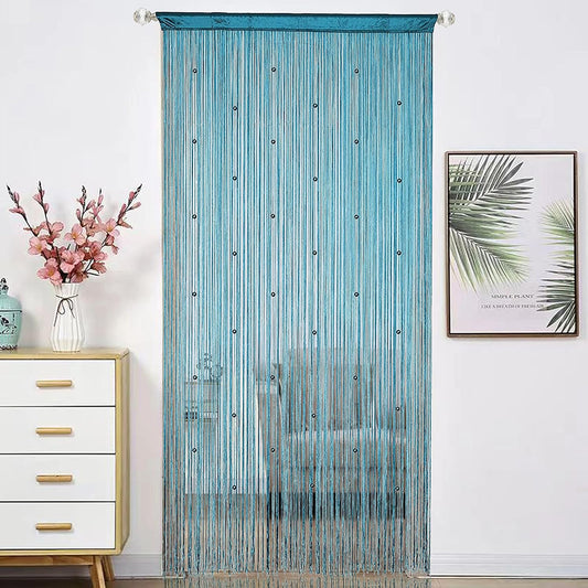 Beaded Curtain Beads Door String Curtains Ideal for Living Room Decor Wall Hanging Fringe Doorway Divider Bedroom Backdrop Hippie Window Closet Privacy Rod Pocket Dense (100x200cm,Teal Blue)