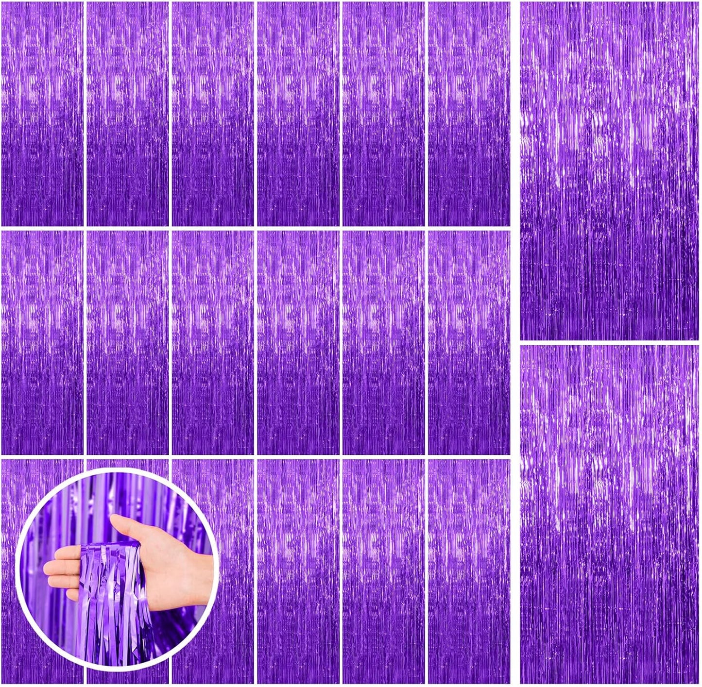 20 Pack Purple Backdrop Tinsel Streamers Foil Fringe Backdrop Halloween Party Decorations Purple Backdrop Curtain Birthday Graduation Bachelorette Christmas New Year Party Decorations