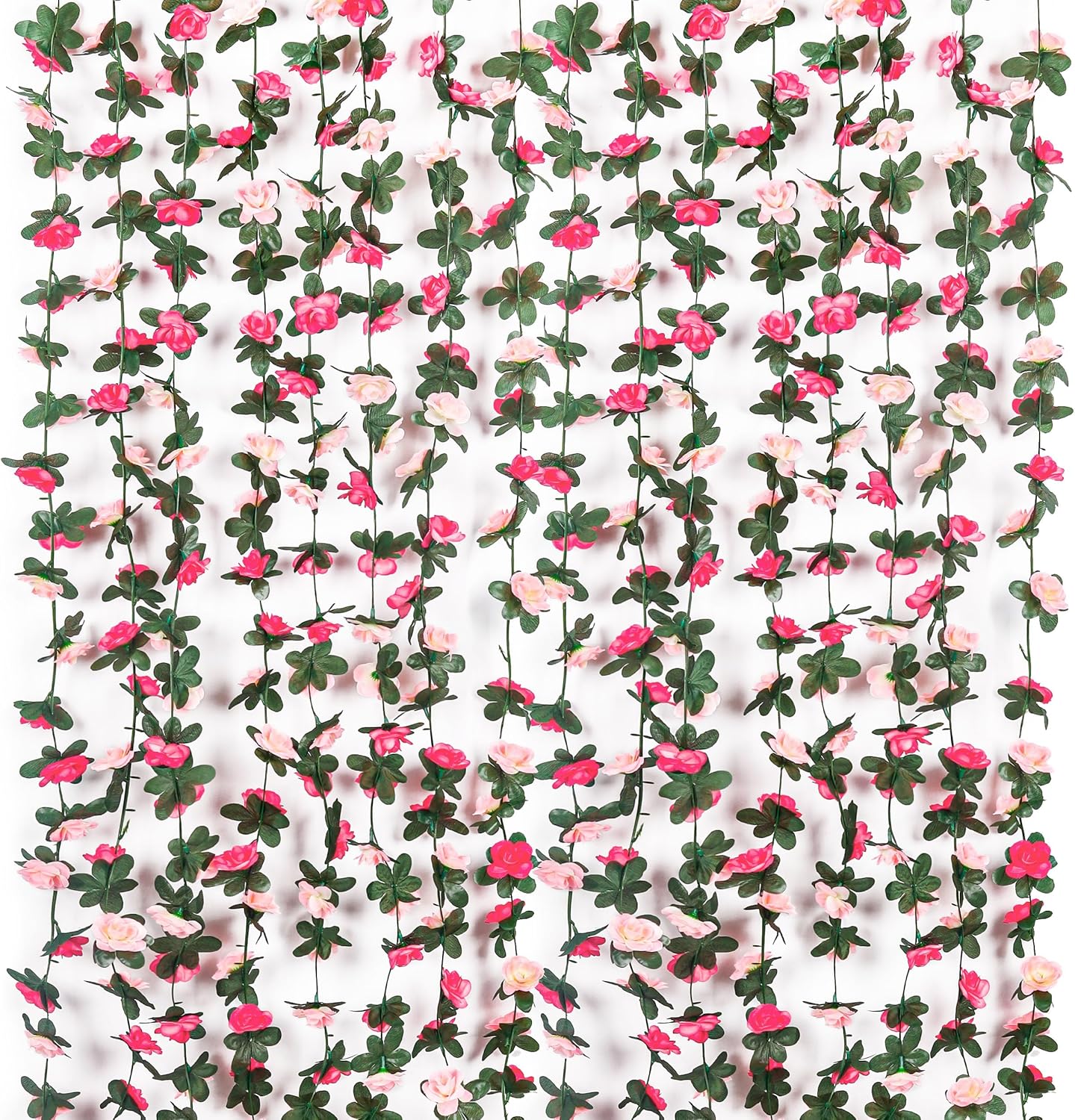 Miracliy 9Pcs 74FT Pink Flower Garland Artificial Rose Arch Vines Fake Spring Floral Garland for Flower Wall Backdrop Wedding Mothers Day Garden Tea Party Decoration