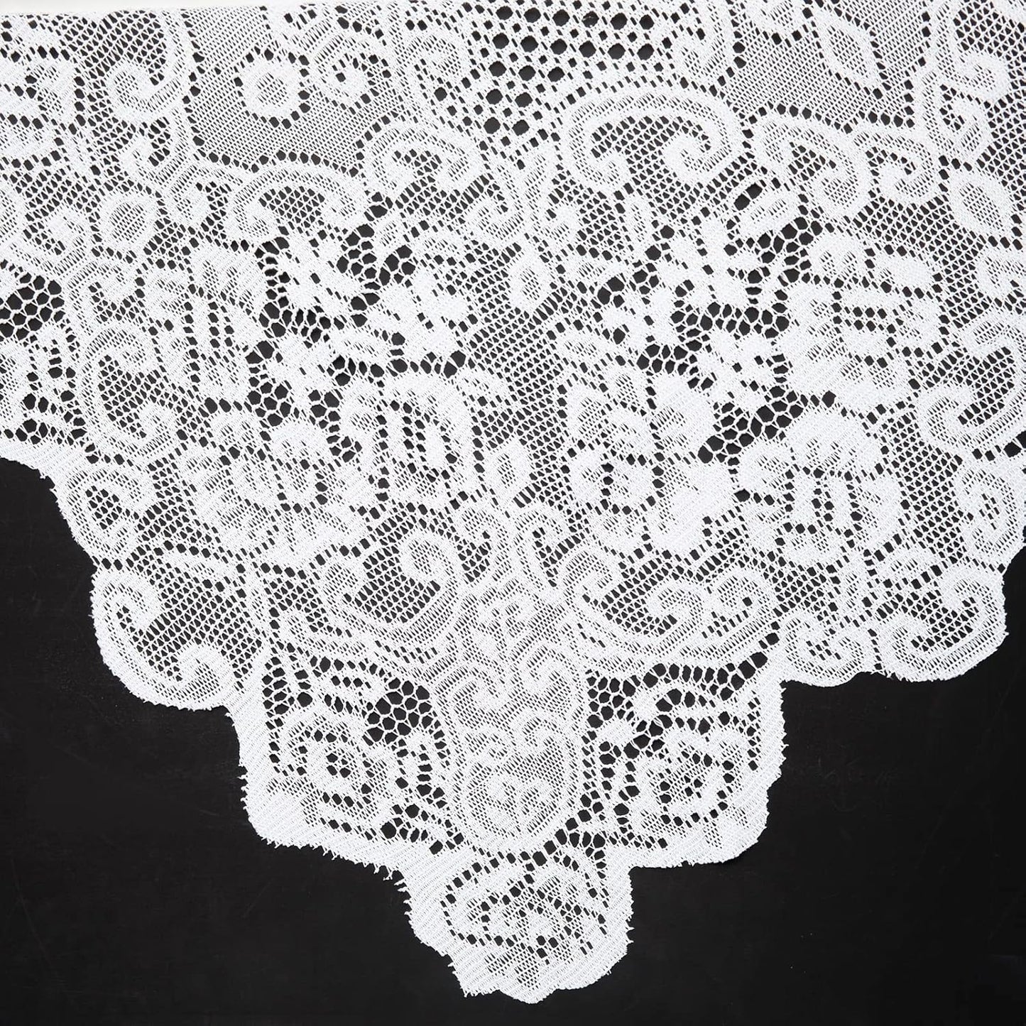 Juvale Lace Tablecloth - 60 x 97-Inch White Rectangular Table Cloth - Vintage Floral Scalloped Edge Elegant Dainty Tea Party Tablecloth & Wedding Reception Decor