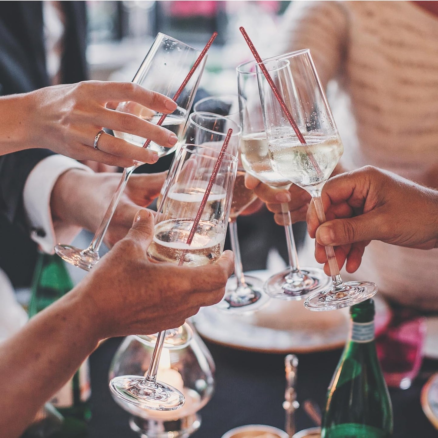 Coffee and Cocktail Stirrers, Reusable Plastic Drink Stirrer Sticks, 100 Ball Head Swizzle Sticks, Use as a Cocktail Garnish or Cake Pop Stick, and Restaurant Supplies, 6 inch (Red)