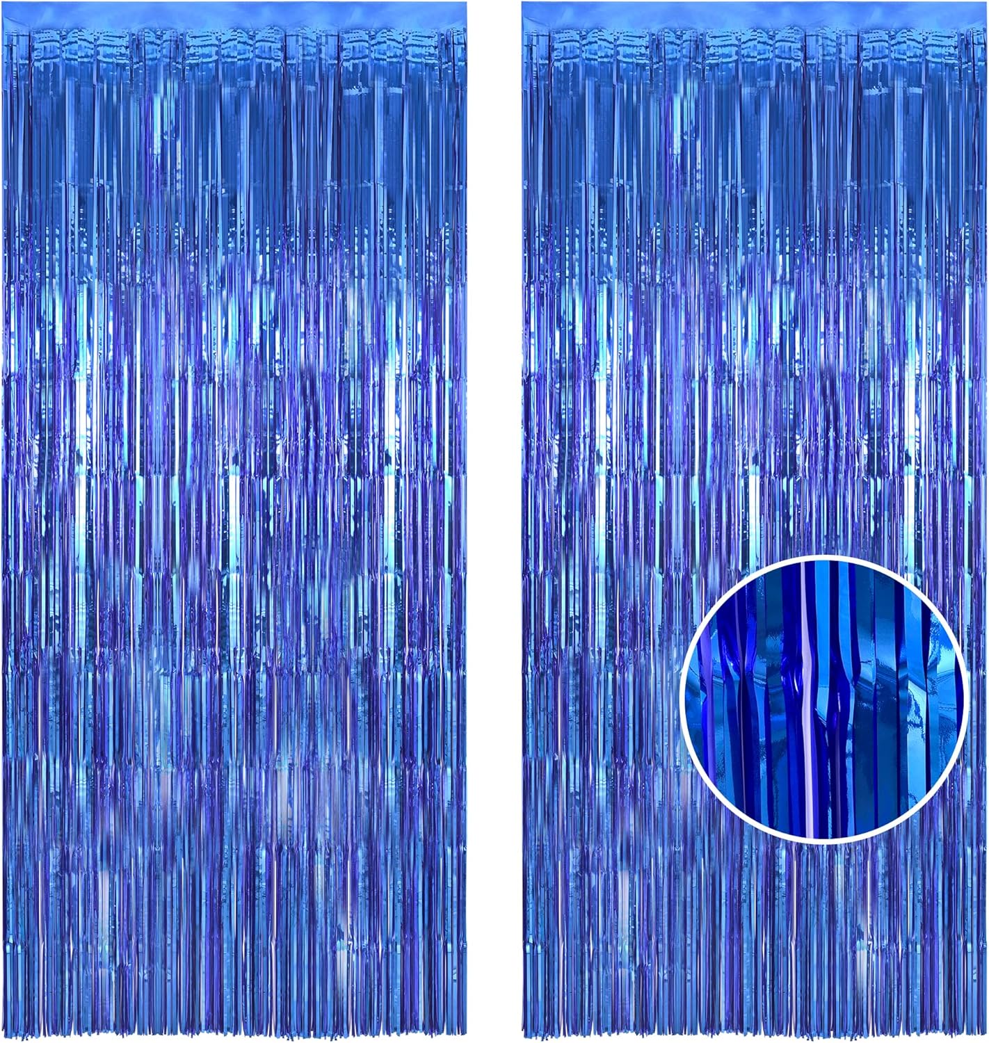 BRAVESHINE Foil Fringe Curtains - Metallic Tinsel Foil Curtain Party Steamers Backdrop for Boys Men/Blue Birthdays Decorations/Wedding/Anniversary Celebration/Sea Theme/Bachelorette Party
