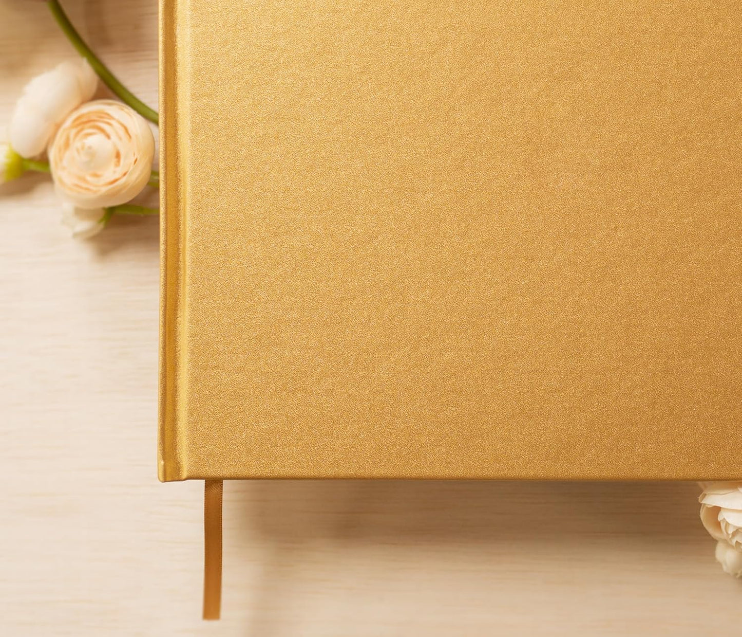 MUUJEE Personalized Guestbook in Gold - Premium Custom Modern Guest Book for Wedding Reception, Birthday Party or Events w/Bookmark Blank Pages for Signing 11.5 x 8.5 inches