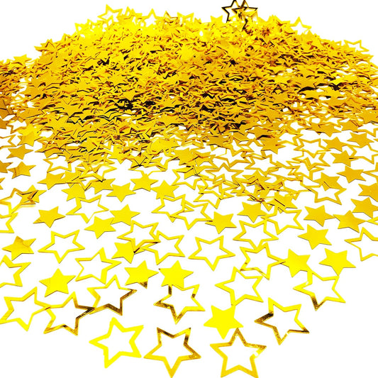 Confetti Star Metallic Foil Confetti Sprinkles for Wedding/Birthday/Festival Party Decorations 1.5OZ(Gold, 24mm&18mm)