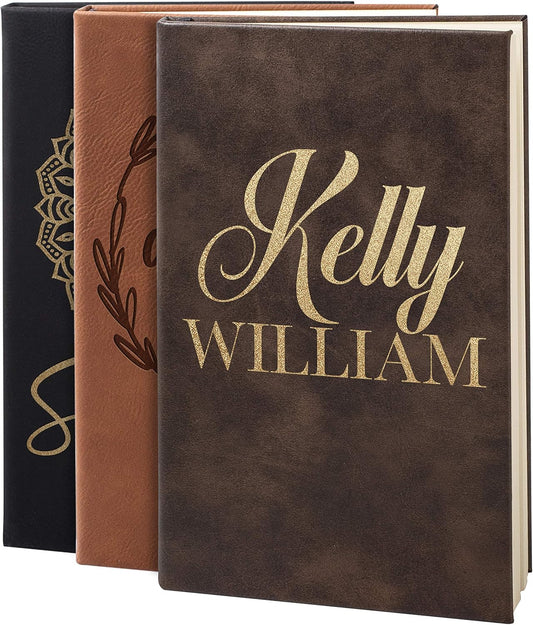 Personal Leather Journal Notebooks | 12 Design, 9 Color - Rustic | Journal for Women, Men - Custom Notebook to Write in - Diary for Girls, Women - Personalized Gift Idea for Girl, Boy, Mom and Dad